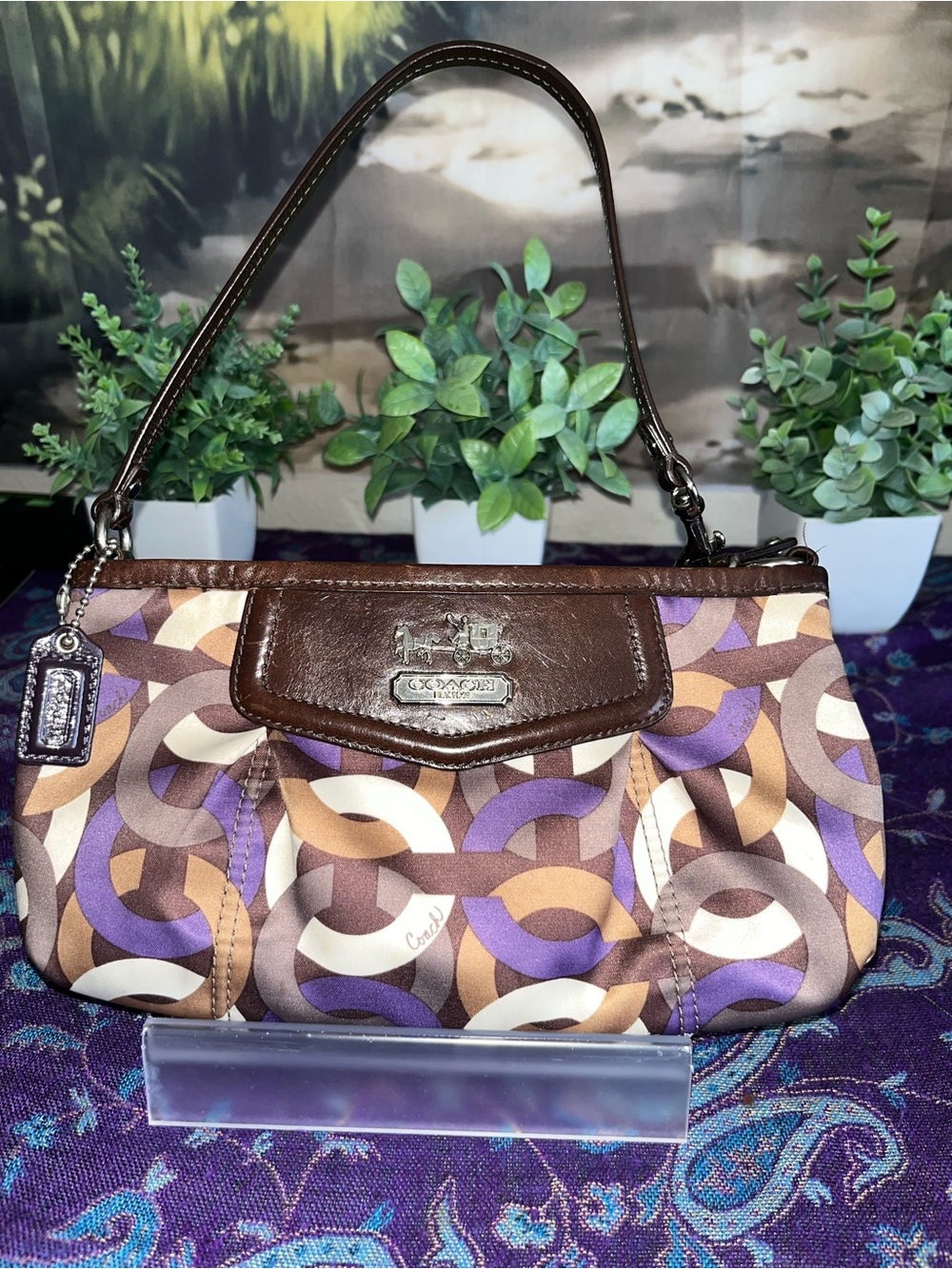 Coach “C” print large wristlet